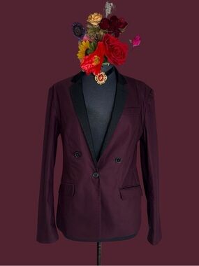 Express vintage Women's Burgundy Blazer with Black Trim